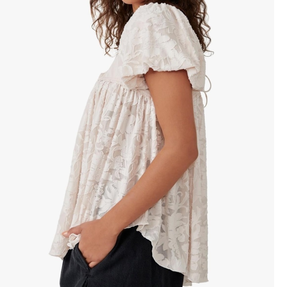 Free People Soft Cream Floral Blouse - Picture 2 of 14